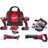 Milwaukee M18 18V Lithium-Ion Cordless Compact Drill/Impact/Multi-Tool/Circular Saw/Reciprocating Saw Combo Kit (5-Tool)