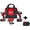 Milwaukee M18 18V Lithium-Ion Brushless Cordless Hammer Drill and Impact Combo Kit W/ Bonus 5.0Ah Battery