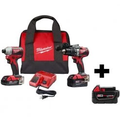 Milwaukee M18 18V Lithium-Ion Brushless Cordless Hammer Drill and Impact Combo Kit W/ Bonus 5.0Ah Battery