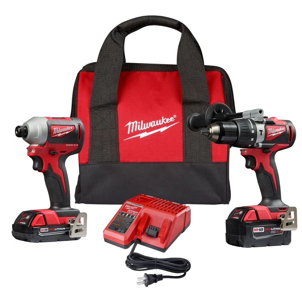 Milwaukee M18 18V Lithium-Ion Brushless Cordless Hammer Drill/Impact Combo Kit (2-Tool) with 2 Batteries, Charger and Bag 3 Milwaukee M18 18V Lithium-Ion Brushless Cordless Hammer Drill/Impact Combo Kit (2-Tool) with 2 Batteries, Charger and Bag