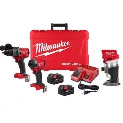 Milwaukee M18 FUEL 18-V Lithium-Ion Brushless Cordless Hammer Drill and Impact Driver Combo Kit (2-Tool) with Router