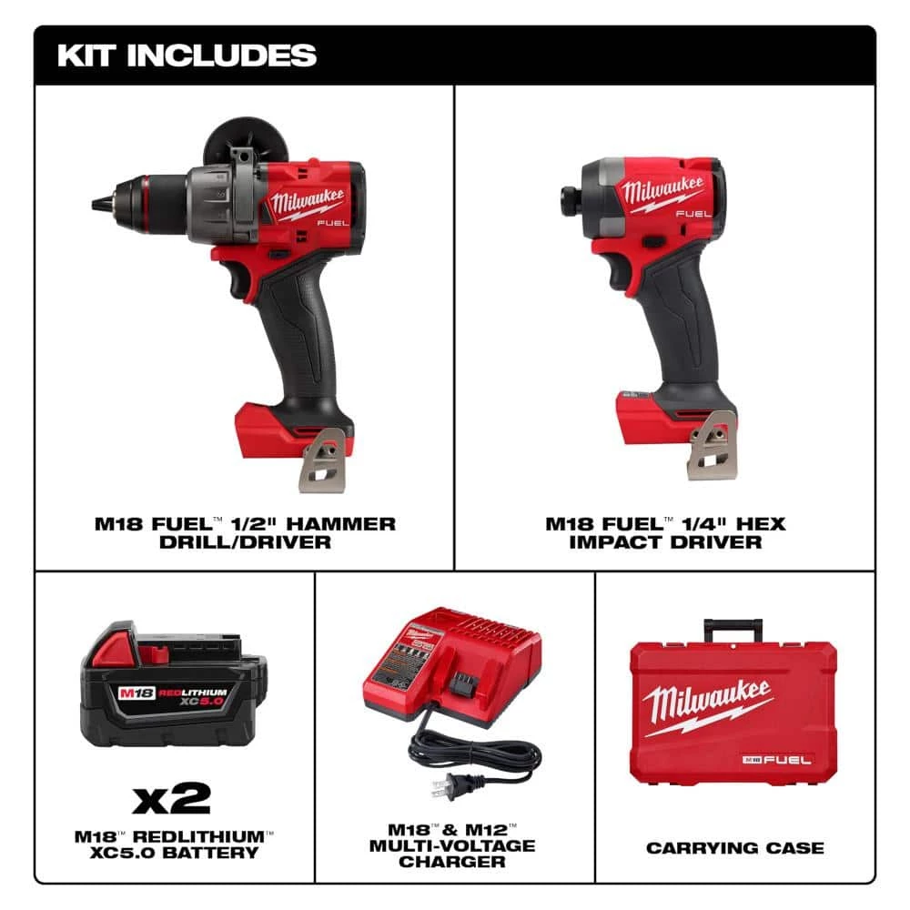 Milwaukee M18 FUEL 18V Lithium-Ion Brushless Cordless Hammer Drill and Impact Driver Combo Kit (2-Tool) with 2 Batteries 4 Milwaukee M18 FUEL 18V Lithium-Ion Brushless Cordless Hammer Drill and Impact Driver Combo Kit (2-Tool) with 2 Batteries - Image 3