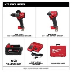 Milwaukee M18 FUEL 18- V Lithium-Ion Brushless Cordless Hammer Drill and Impact Driver Combo Kit (2-Tool) with (3) 5.0Ah Batteries -Power Tools Sales Store milwaukee power tool combo kits 3697 22 48 11 1850 40 1000