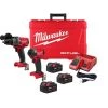 Milwaukee M18 FUEL 18- V Lithium-Ion Brushless Cordless Hammer Drill and Impact Driver Combo Kit (2-Tool) with (3) 5.0Ah Batteries