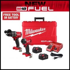 Milwaukee M18 FUEL 18V Lithium-Ion Brushless Cordless Hammer Drill and Impact Driver Combo Kit (2-Tool) with 2 Batteries