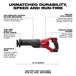 Milwaukee M18 18V Lithium-Ion Cordless SAWZALL Reciprocating Saw (Tool-Only) -Power Tools Sales Store milwaukee reciprocating saws 2621 20 40 1000