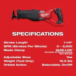 Milwaukee M18 FUEL 18V Lithium-Ion Brushless Cordless Super SAWZALL Orbital Reciprocating Saw (Tool-Only) 21 Milwaukee M18 FUEL 18V Lithium-Ion Brushless Cordless Super SAWZALL Orbital Reciprocating Saw (Tool-Only) -Power Tools Sales Store milwaukee reciprocating saws 2722 20 c3 1000