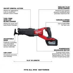 Milwaukee M18 FUEL 18V Lithium-Ion Brushless Cordless SUPER SAWZALL Orbital Reciprocating Saw Kit w/(1) 12.0 Ah Battery -Power Tools Sales Store milwaukee reciprocating saws 2722 21hd a0 1000