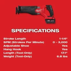 Milwaukee M18 FUEL GEN-2 18V Lithium-Ion Brushless Cordless SAWZALL Reciprocating Saw w/(2) 5.0 Ah Batteries & Rapid Charger -Power Tools Sales Store milwaukee reciprocating saws 2821 20 48 59 1852pd a0 1000
