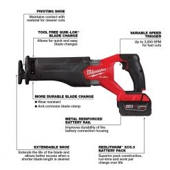 Milwaukee M18 FUEL 18V Lithium-Ion Brushless Cordless SAWZALL Reciprocating Saw Kit W/one 5.0 Ah Batteries, Charger and Case -Power Tools Sales Store milwaukee reciprocating saws 2821 21 77 1000