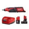 Milwaukee M12 12V Lithium-Ion Cordless Rotary Tool with One M12 4.0 Ah and One M12 2.0 Ah Battery Pack and Charger