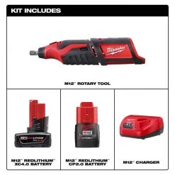 Milwaukee M12 12V Lithium-Ion Cordless Rotary Tool with One M12 4.0 Ah and One M12 2.0 Ah Battery Pack and Charger -Power Tools Sales Store milwaukee rotary tools 48 59 2424 2460 20 e1 1000
