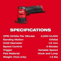 Milwaukee M12 FUEL 12-Volt Lithium-Ion Brushless Cordless Orbital Detail Sander Kit with (1) High Output 2.5 Ah Battery -Power Tools Sales Store milwaukee sheet sanders 2531 21ho 66 1000