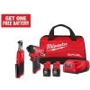 Milwaukee M12 FUEL 12V Lithium-Ion Cordless 3/8 in. Ratchet and 1/4 in. Impact Driver Kit (2-Tool) w/Batteries, Charger & Bag 1 Milwaukee M12 FUEL 12V Lithium-Ion Cordless 3/8 in. Ratchet and 1/4 in. Impact Driver Kit (2-Tool) w/Batteries, Charger & Bag -Power Tools Sales Store power tool combo kits 3453 22hsr 64 1000