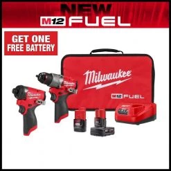 Milwaukee M12 FUEL 12V Lithium-Ion Brushless Cordless Hammer Drill and Impact Driver Combo Kit w/2 Batteries and Bag (2-Tool)