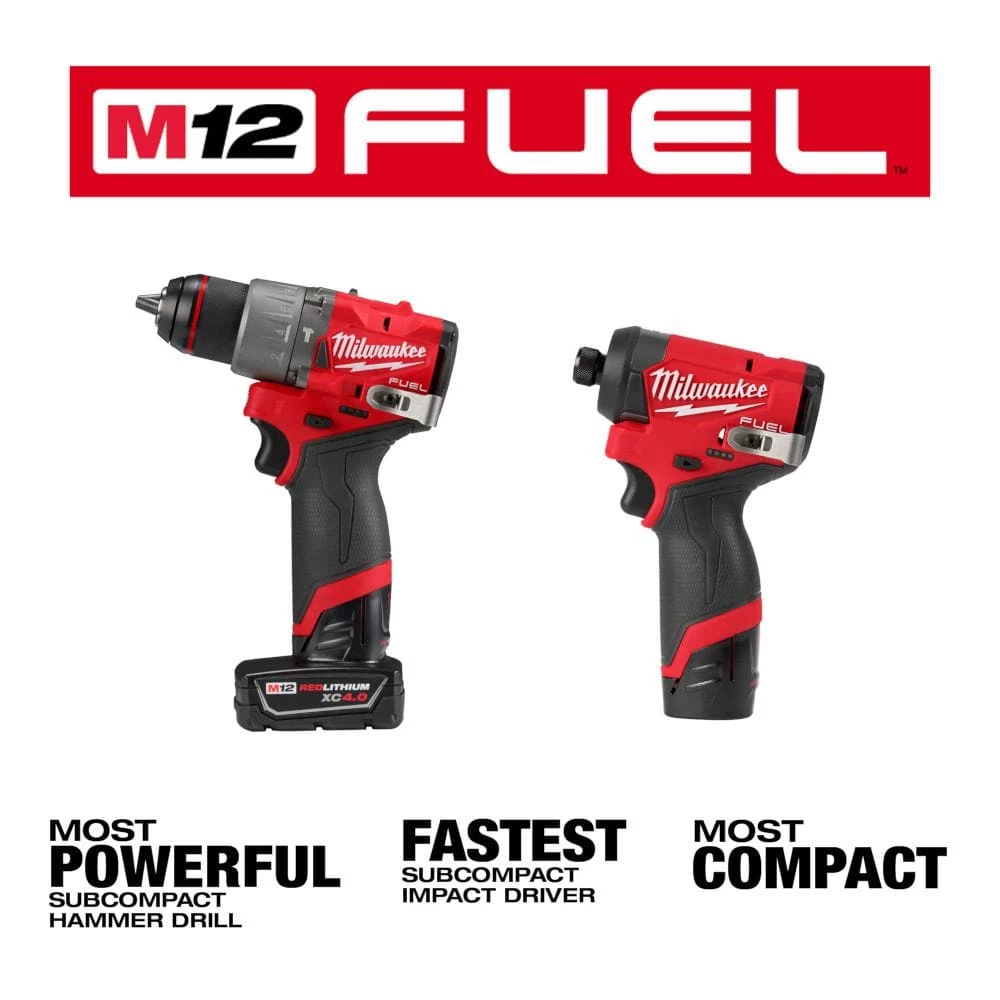 Milwaukee M12 FUEL 12V Lithium-Ion Brushless Cordless Hammer Drill and Impact Driver Combo Kit w/2 Batteries and Bag (2-Tool) 9 Milwaukee M12 FUEL 12V Lithium-Ion Brushless Cordless Hammer Drill and Impact Driver Combo Kit w/2 Batteries and Bag (2-Tool) - Image 7