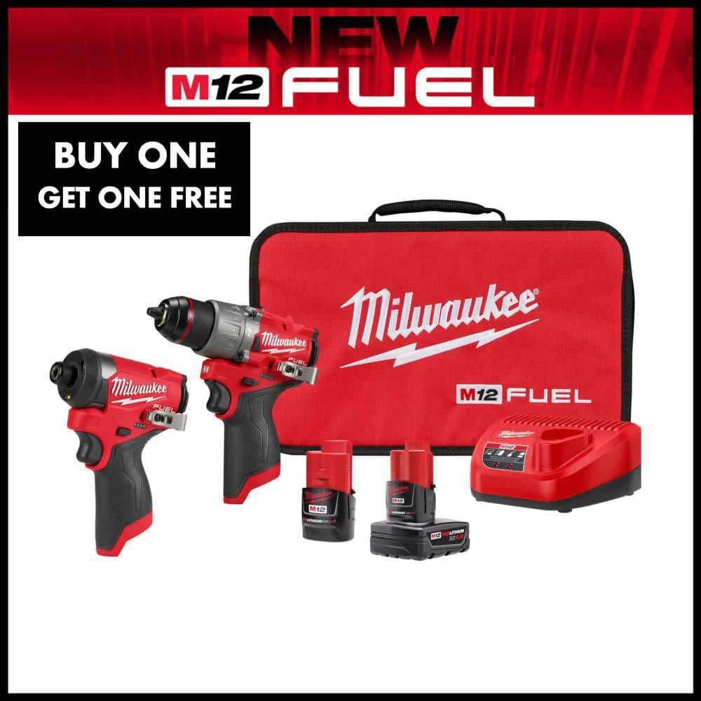 Milwaukee M12 FUEL 12V Lithium-Ion Brushless Cordless Hammer Drill and Impact Driver Combo Kit w/2 Batteries and Bag (2-Tool) 6 Milwaukee M12 FUEL 12V Lithium-Ion Brushless Cordless Hammer Drill and Impact Driver Combo Kit w/2 Batteries and Bag (2-Tool) - Image 4