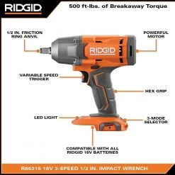 RIDGID 18V Cordless 1/2 in. Impact Wrench Kit with 4.0 Ah Battery and Charger -Power Tools Sales Store ridgid impact wrenches r86215k 40 1000