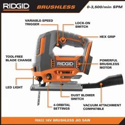 RIDGID 18V OCTANE Brushless Cordless Jig Saw (Tool Only) 13 RIDGID 18V OCTANE Brushless Cordless Jig Saw (Tool Only) -Power Tools Sales Store ridgid jigsaws r8832b 40 1000
