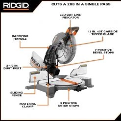 RIDGID 15 Amp Corded 12 in. Dual Bevel Miter Saw with LED Cutline Indicator -Power Tools Sales Store ridgid miter saws r4123 40 1000