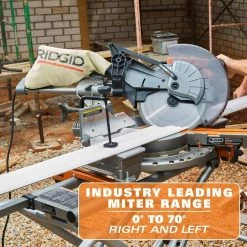 RIDGID 15 Amp Corded 12 in. Dual Bevel Sliding Miter Saw with 70 Deg. Miter Capacity and LED Cut Line Indicator -Power Tools Sales Store ridgid miter saws r4222 66 1000
