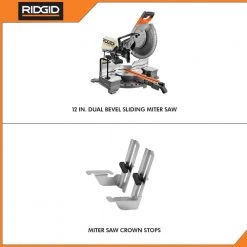 RIDGID 15 Amp 12 in. Corded Dual Bevel Sliding Miter Saw with 70 Deg. Miter Capacity with Professional Compact Miter Saw Stand -Power Tools Sales Store ridgid miter saws r4222 ac9960 40 1000