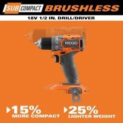 RIDGID 18V SubCompact Brushless Cordless 1/2 in. Drill/Driver Kit with (2) 2.0 Ah Batteries, Charger, and Tool Bag -Power Tools Sales Store ridgid power drills r87012k a0 1000