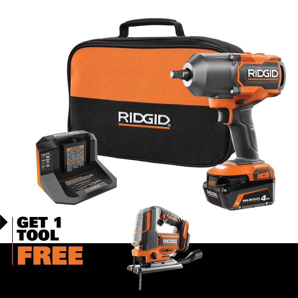 RIDGID 18V Brushless Cordless 2-Tool Combo Kit with High-Torque Impact Wrench, Jig Saw, 4.0 Ah Battery, and Charger 3 RIDGID 18V Brushless Cordless 2-Tool Combo Kit with High-Torque Impact Wrench, Jig Saw, 4.0 Ah Battery, and Charger