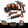 RIDGID 18V Brushless Cordless 4-Tool Combo Kit w/ 4.0 Ah MAX Output Battery, 18V Brushless Jig Saw