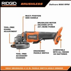 RIDGID 18V Brushless Cordless 4-Tool Combo Kit w/ 18V Brushless 4-1/2 in. Angle Grinder, 18V Brushless Jig Saw -Power Tools Sales Store ridgid power tool combo kits r9225 r86047b r8832b 40 1000
