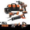 RIDGID 18V Brushless Cordless 4-Tool Combo Kit w/ 18V Brushless 4-1/2 in. Angle Grinder, 18V Brushless Jig Saw
