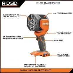 RIDGID 18V Brushless Cordless 4-Tool Combo Kit w/ 18V Cordless LED Spotlight, 18V Brushless Jig Saw -Power Tools Sales Store ridgid power tool combo kits r9225 r8699b r8832b a0 1000