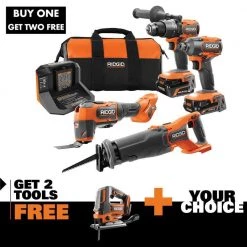 RIDGID 18V Brushless Cordless 4-Tool Combo Kit with FREE Brushless Jig Saw and FREE Select Tool