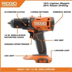 RIDGID 18V Cordless 2-Tool Combo Kit with 1/2 in. Drill/Driver, 1/4 in. Impact Driver, (2) 2.0 Ah Batteries, Charger, and Bag -Power Tools Sales Store ridgid power tool combo kits r9272 a0 1000