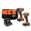RIDGID 18V Brushless SubCompact Drill/Impact Kit with (2) 2.0 Ah Batteries, Charger, and Tool Bag