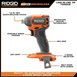 RIDGID 18V Brushless SubCompact Drill/Impact Kit with (2) 2.0 Ah Batteries, Charger, and Tool Bag -Power Tools Sales Store ridgid power tool combo kits r97801 a0 1000