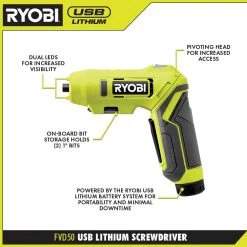 RYOBI USB Lithium Screwdriver Kit -Power Tools Sales Store ryobi electric screwdrivers fvd50k 40 1000