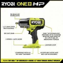 RYOBI ONE+ HP 18V Brushless Cordless 4-Mode 1/2 in. High Torque Impact Wrench (Tool Only) -Power Tools Sales Store ryobi impact wrenches pbliw01b 40 1000