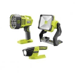 RYOBI ONE+ 18V Cordless 3-Tool Light Combo Kit with Hybrid Spot Light, Hybrid Work Light, and LED Light (Tools Only)