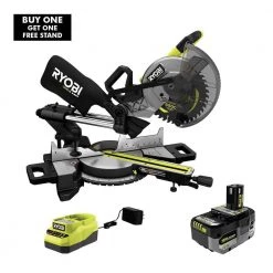 RYOBI ONE+ HP 18V Brushless Cordless 10 in. Sliding Compound Miter Saw Kit with 4.0 Ah HIGH PERFORMANCE Battery and Charger