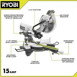 RYOBI 15 Amp 10 in. Corded Sliding Compound Miter Saw with LED Cutline Indicator -Power Tools Sales Store ryobi miter saws tss103 40 1000