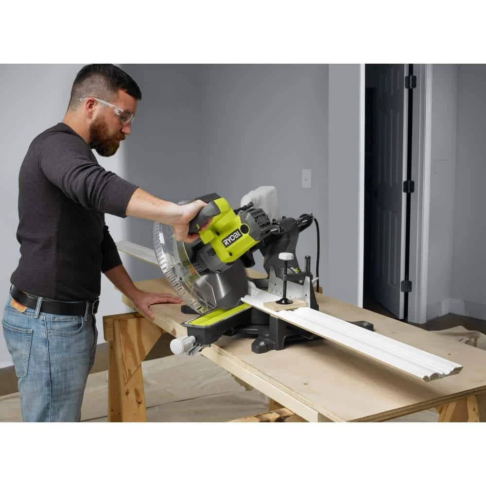RYOBI 15 Amp 12 in. Corded Sliding Compound Miter Saw with LED Cutline Indicator 8 RYOBI 15 Amp 12 in. Corded Sliding Compound Miter Saw with LED Cutline Indicator - Image 6