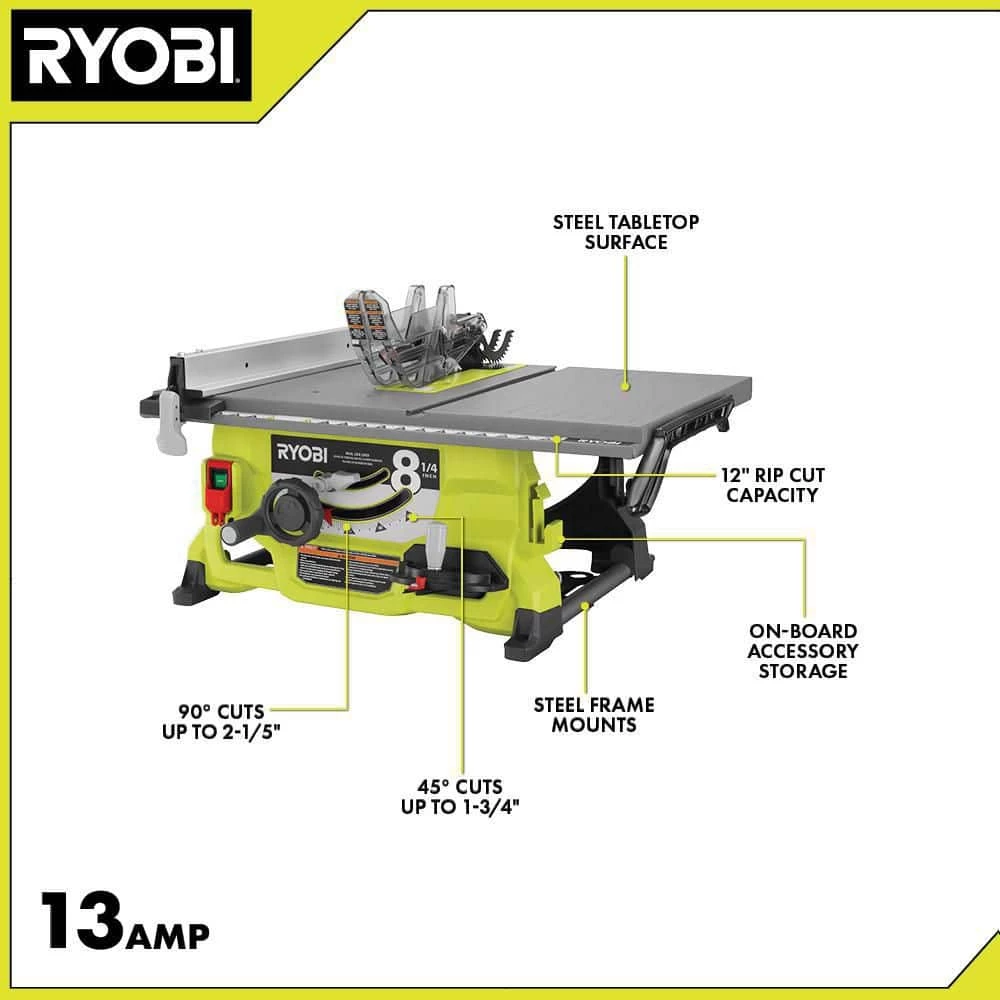 RYOBI 13 Amp 8-1/4 in. Compact Portable Jobsite Table Saw (No Stand) 5 RYOBI 13 Amp 8-1/4 in. Compact Portable Jobsite Table Saw (No Stand) - Image 3