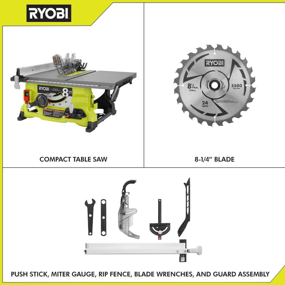 RYOBI 13 Amp 8-1/4 in. Compact Portable Jobsite Table Saw (No Stand) 4 RYOBI 13 Amp 8-1/4 in. Compact Portable Jobsite Table Saw (No Stand) - Image 2