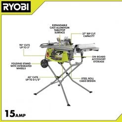 RYOBI 15 Amp 10 in. Expanded Capacity Portable Table Saw With Rolling Stand -Power Tools Sales Store ryobi portable table saws rts23 40 1000