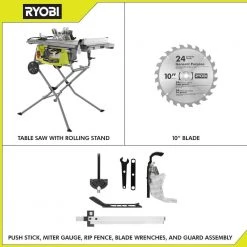 RYOBI 15 Amp 10 in. Expanded Capacity Portable Table Saw With Rolling Stand -Power Tools Sales Store ryobi portable table saws rts23 de 1000