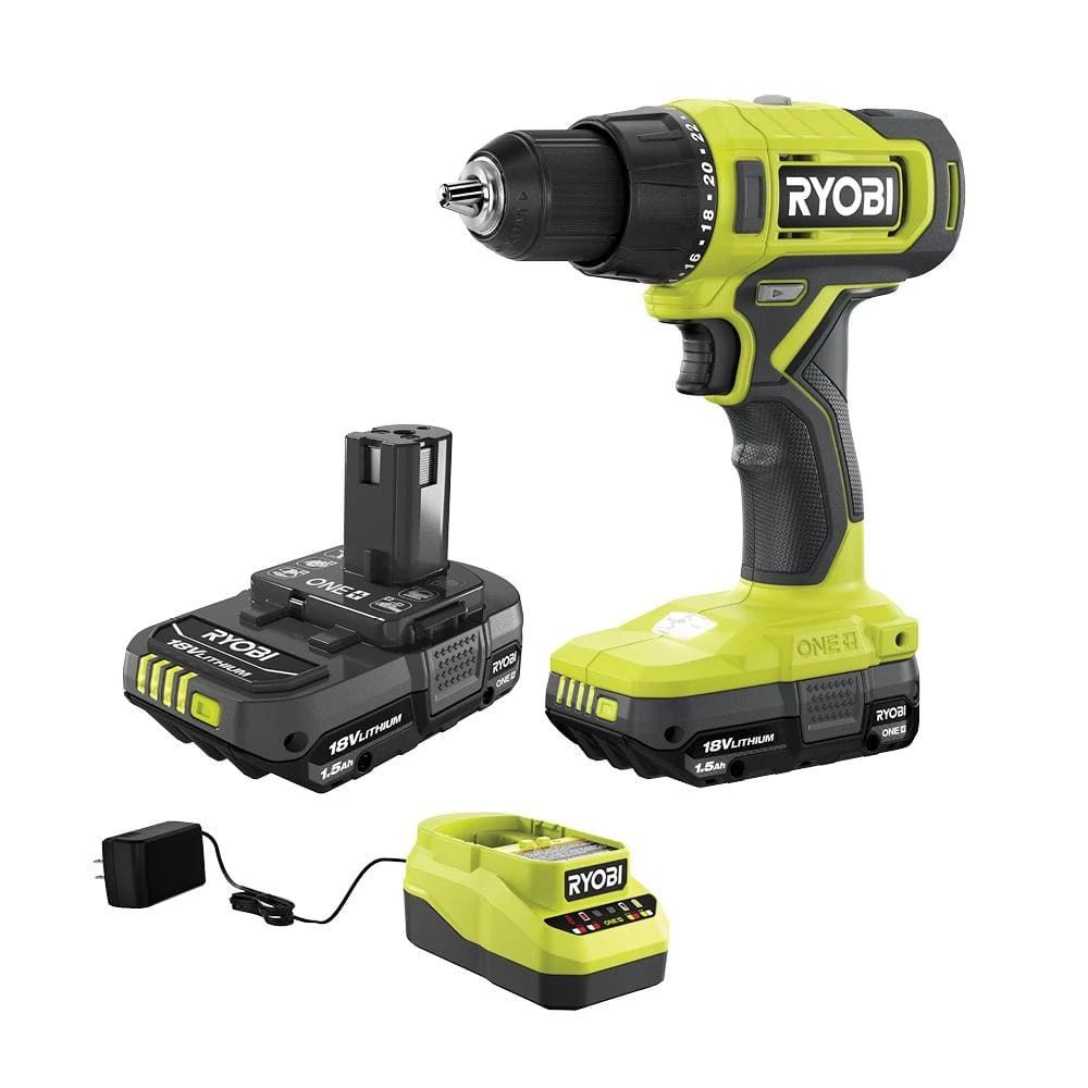 RYOBI ONE+ 18V Cordless 1/2 in. Drill/Driver Kit with (2) 1.5 Ah Batteries and Charger 3 RYOBI ONE+ 18V Cordless 1/2 in. Drill/Driver Kit with (2) 1.5 Ah Batteries and Charger