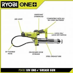 RYOBI ONE+ 18V Cordless Grease Gun and Inflator (Tools Only) -Power Tools Sales Store ryobi power tool combo kits p3410 p737d 40 1000