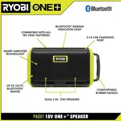 RYOBI ONE+ 18V Cordless 3-Tool Combo Kit with Speaker, LED Worklight, and Hybrid Fan (Tools Only) -Power Tools Sales Store ryobi power tool combo kits p721 pcl811b pad01b 40 1000