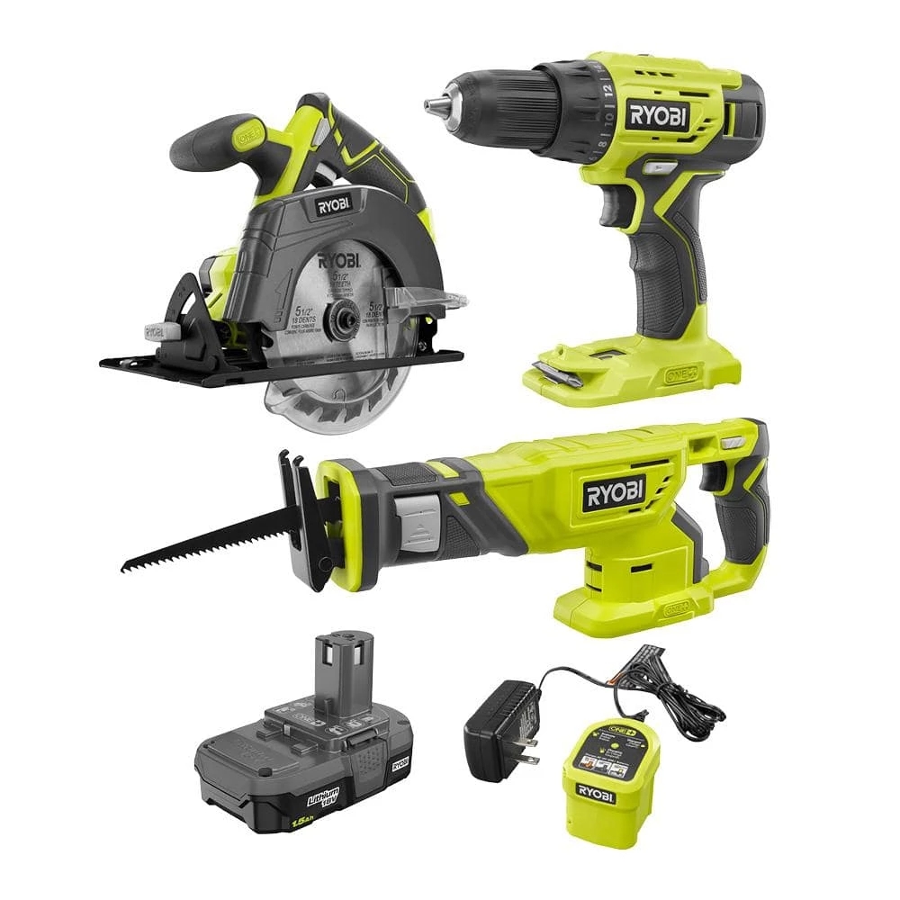 RYOBI ONE+ 18V Lithium-Ion Cordless Combo Kit (3-Tool) with (1) 1.5 Ah Battery and Charger 3 RYOBI ONE+ 18V Lithium-Ion Cordless Combo Kit (3-Tool) with (1) 1.5 Ah Battery and Charger